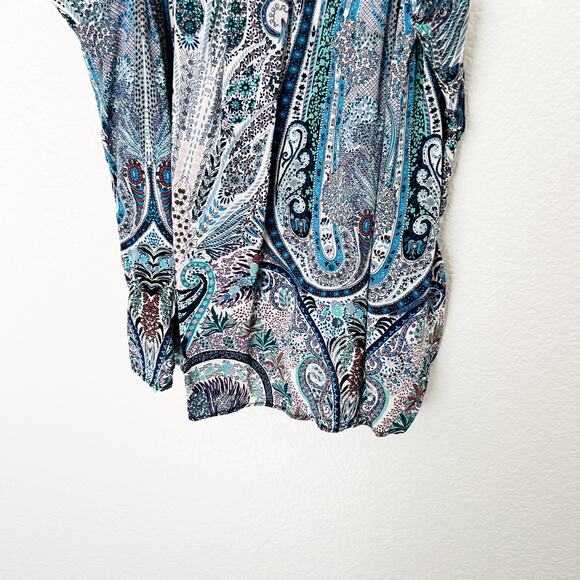[Catherine Malandrino] Square Neck Ruffle Strap Paisley Print Tank Sz Medium M - Picture 8 of 10